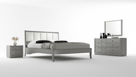 Bedroom Bed Bedside Table Beds Wood Group Double Design Set 3pcs.