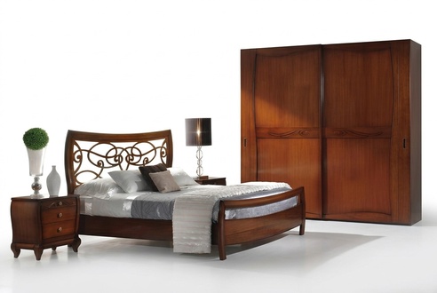 Bedroom Bedside Table Beds Double Hotel Design Wooden Set 3pcs.
