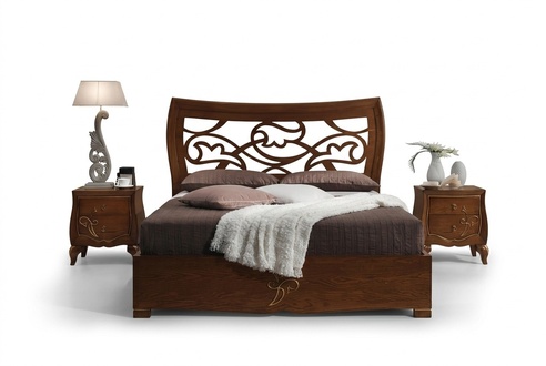 Bedroom Bed Bedside Table Bed Set Wood Bed Frame Luxury New Set 3pcs.