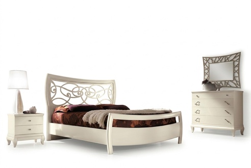Bedroom Bed Nightstand Chest of Drawers Mirror Set Group Beds Set 5pcs.