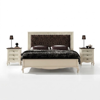 Bedroom set 3pcs. bedside table double bed upholstered bed bed set group.