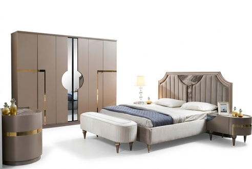 Bedroom Bed Nightstand Wardrobe Dresser Stool Set 6pcs New