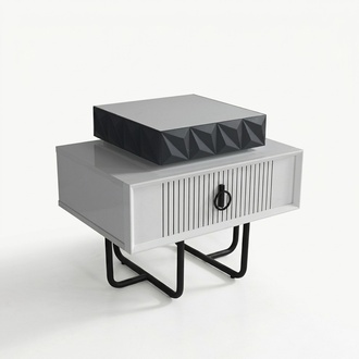 Bedroom Nightstand Furniture Luxury Modern Gray New Design Wood Metal
