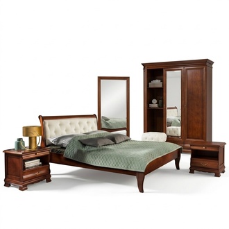 Bedroom Complete Bed Chesterfield Wooden Furniture 2x Nightstands Set 3 pieces