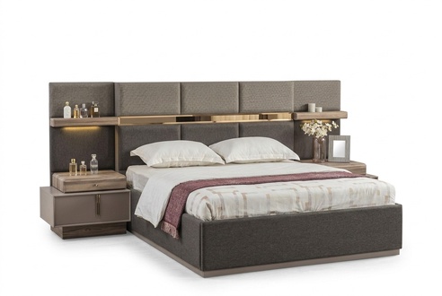 Bedroom Complete double bed Bed Bedside tables Console 6 pcs Grey