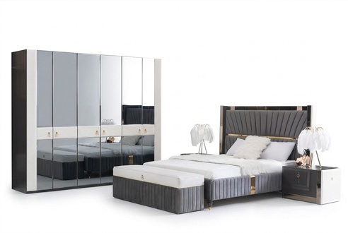 Bedroom Complete Set Bed Nightstand Stool 5pcs Design Wood Furniture Sets New