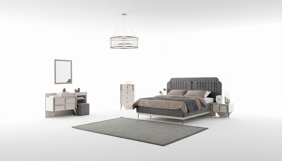 Bedroom complete set bed 2x bedside tables furniture luxury 7 pcs