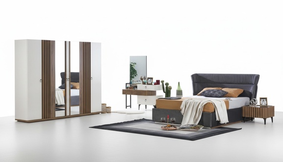 Bedroom complete sleep set set bed wardrobe closet 5-piece