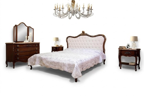 Bedroom Design Classic Luxury Furniture Modern Bed 2x Nightstand 4pcs Set