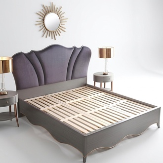 Bedroom designer bed with bedside tables 3 pieces. Bed set luxury furniture