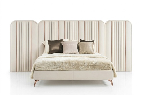 Bedroom Double Bed Beige Bed Frame King Size Bed Luxury Furniture
