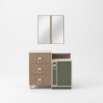 Bedroom chest of drawers set with mirror wooden brown set console table