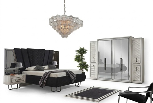 Bedroom furniture bed bedside tables wardrobe closet beds 4-part.