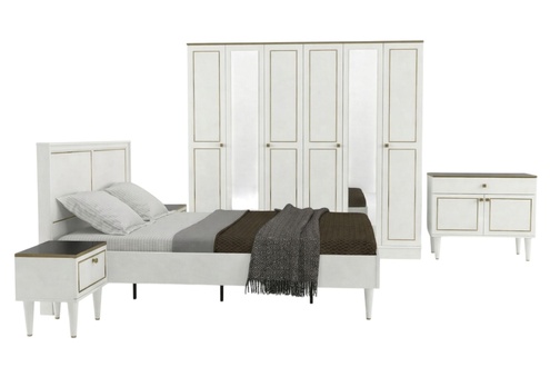 Bedroom furniture complete set bed 2 nightstands cabinet white 5 pieces