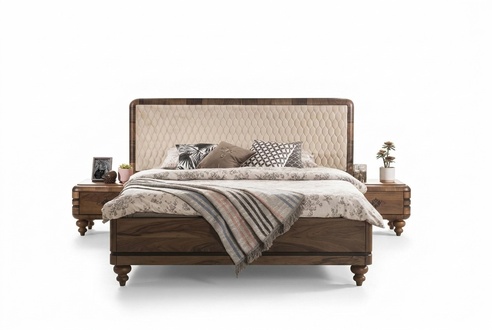Bedroom furniture luxury designer bed 2x bedside tables double bed 3pcs