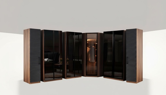 Bedroom Furniture Modern Corner Cabinet Luxury Wooden Wardrobe