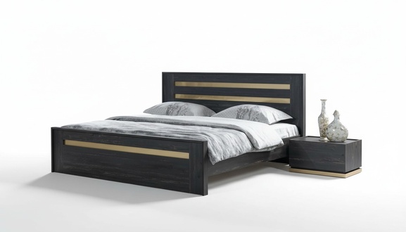 Bedroom furniture bedside table bed bedside table set complete brown 3-piece.