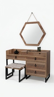 Bedroom mirror chest of drawers wood modern design luxury brown