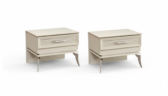 Bedroom Modern Style 2x Nightstands Luxury Complete Wooden Design Furniture