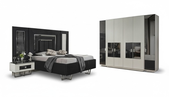 Bedroom set 2x bedside tables wardrobe complete room bed furniture 4 pieces