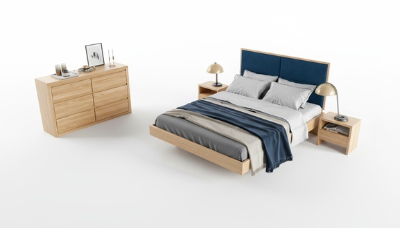4-piece bedroom set Set bed 2x bedside tables chest of drawers solid wood set new
