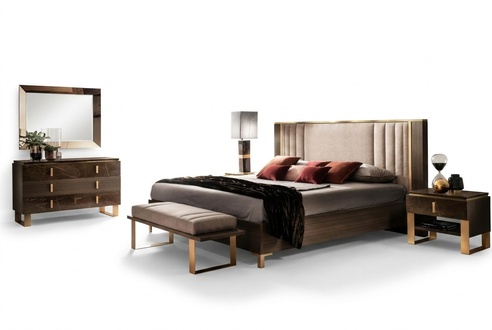 Bedroom set 5 pieces Design modern luxury furniture new bed bedside table chest of drawers