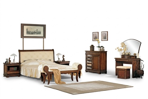 Bedroom Set 5-piece Stylish Wooden Furniture Bed 2 Nightstands Complete Dresser