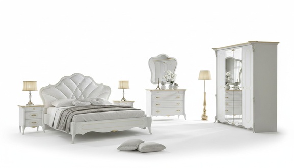 Bedroom set rococo bed bedside table chest of drawers bed furniture Real wood