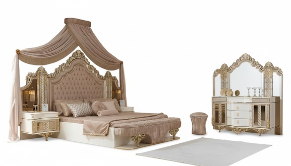 Bedroom set 2x bedside tables dressing table with mirror luxury