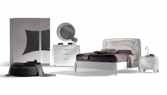 Bedroom Set Bed 2x Bedside Table Wardrobe 6pcs Design Luxury