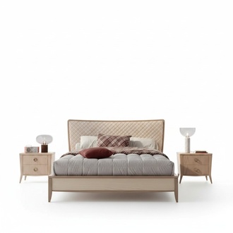 Bedroom Set Bed 2x Bedside Tables Design Luxury 3pcs Modern Wood
