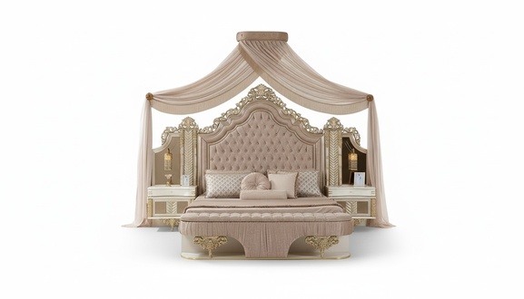 Bedroom set bed 2x bedside tables wardrobe luxury 4 pieces