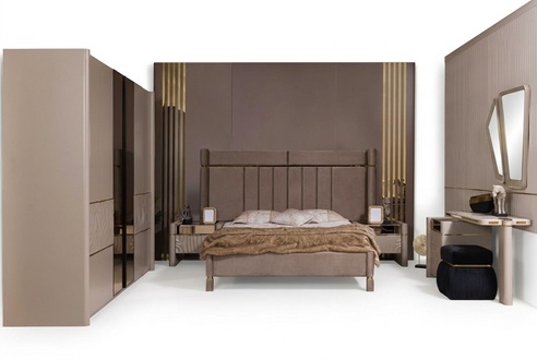 Bedroom Set Bed 2x Bedside Table Wardrobe Dressing Table with Mirror 5pcs