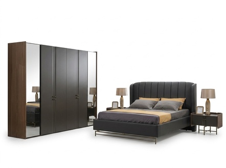 Luxury Bedroom Set Bed 2x Bedside Table Wardrobe Dressing Table with Mirror 5pcs