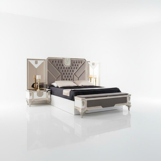Bedroom set bed + 2 nightstands + chest of drawers 5 pieces modern furniture