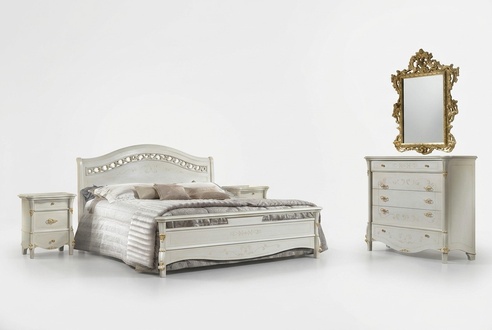 Bedroom Set Bed + 2x Bedside Beds Upholstery Luxury Double Hotel Beds