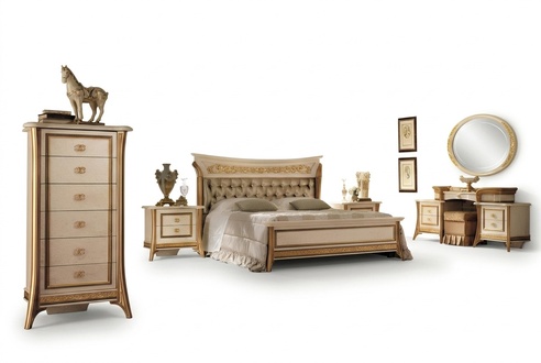 Bedroom set bed bedside table chest of drawers mirror stool new 7 pieces. Baroque Rococo