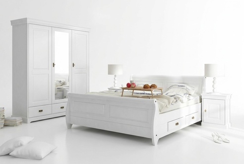 Bedroom Set Bed Bedside Table Wardrobe Hotel Beds Wood Design 4pcs.