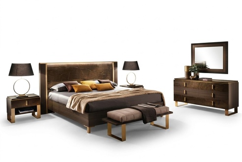 Bedroom set bed bedside tables stool beds design Italian furniture 4 pcs