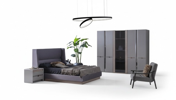 Bedroom set bed wardrobes wardrobe beds 2x bedside tables 4 pcs.