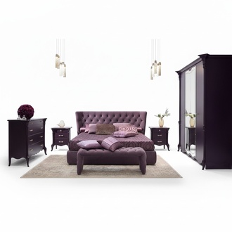 Bedroom set bed 2x bedside tables stool 3 pieces. Chesterfield complete