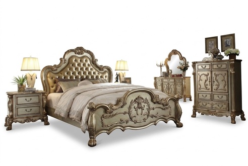 Bedroom set bedside tables bed 5 pieces. Baroque rococo antique style wooden bed new