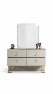 Bedroom Set Dresser Elegant Mirror Modern Luxury Furniture New 2pcs
