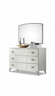 Bedroom Set Chest of Drawers Mirror Luxury Complete White Sideboard 2pcs