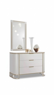Bedroom Set Dresser Mirror New Luxury Complete White 2pcs