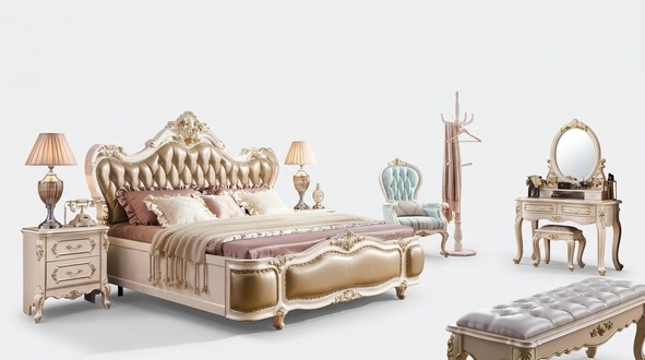 Bedroom set classic designer wooden furniture luxury new 8 pieces