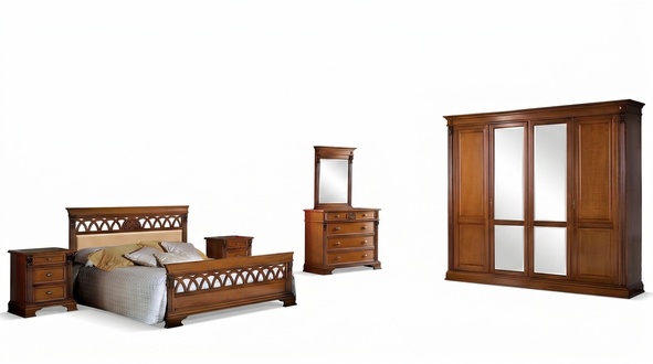 Bedroom set complete chest of drawers bed wardrobe beds night console 6 pieces. Real wood