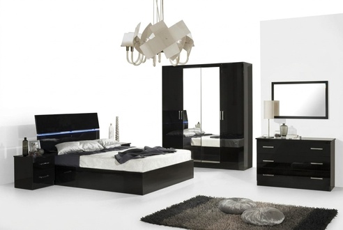 Bedroom set complete chest of drawers bed wardrobe beds night console 6 pieces.