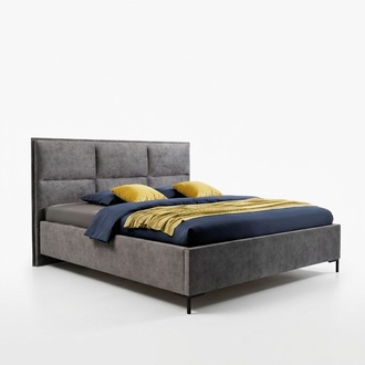 Bedroom Set Gray Bed Elegant 2x Bedside Tables Complete Set 3pcs.