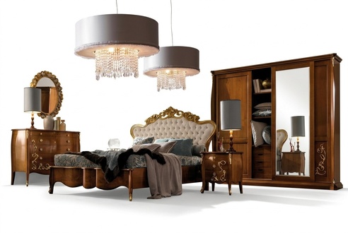 Bedroom set hotel design bedroom luxury bed bedside table chest of drawers 6 pieces